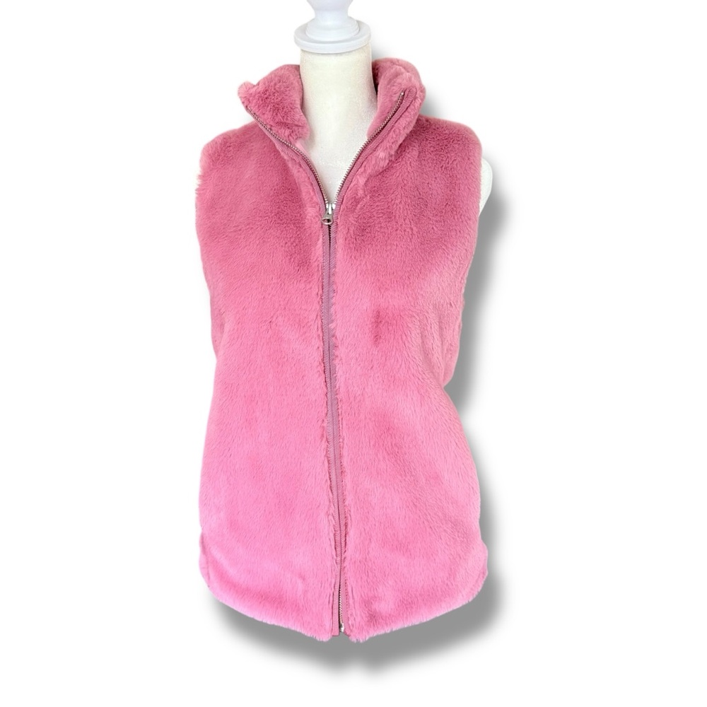 J. CREW Rose Pink Soft Faux Fur Zip-Up Women's Vest, Small